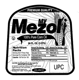 PREMIUM QUALITY MY MEZOLI 100% PURE CORN OIL ASLANCO logo