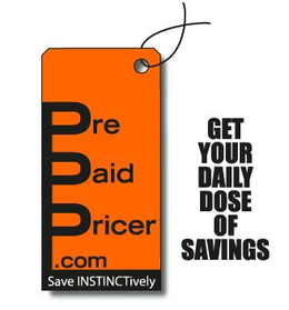 PREPAIDPRICER.COM SAVE INSTINCTIVELY GET YOUR DAILY DOSE OF SAVINGS logo