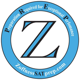 PREPARATION REQUIRED FOR EXCEPTIONAL PERFORMANCE Z ZOFFNESSSATPREP.COM logo