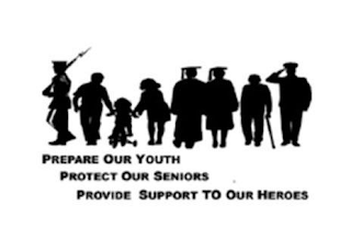 PREPARE OUR YOUTH PROTECT OUR SENIORS PROVIDE SUPPORT TO OUR HEROES logo