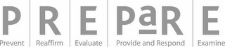 PREPARE PREVENT REAFFIRM EVALUATE PROVIDE AND RESPOND EXAMINE logo