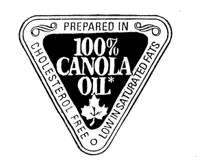 PREPARED IN 100% CANOLA OIL CHOLESTEROL FREE LOW IN SATURATED FATS logo