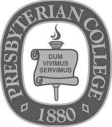 PRESBYTERIAN COLLEGE 1880 DUM VIVIMUS SERVIMUS logo