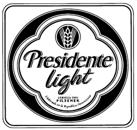 PRESIDENTE LIGHT CERVEZA TIPO ELABORADA EN LA REPUBLICA DOMINICANA logo