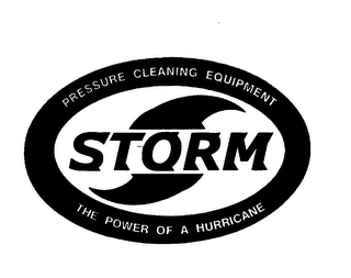 PRESSURE CLEANING EQUIPMENT STORM THE POWER OF A HURRICANE logo