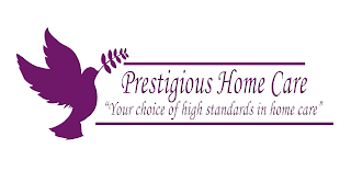 PRESTIGIOUS HOME CARE "YOUR CHOICE OF HIGH STANDARDS IN HOME CARE" logo