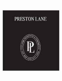PRESTON LANE PL · FINE HOME FRAGRANCE & FURNISHINGS EST NEW YORK CITY 10025 logo