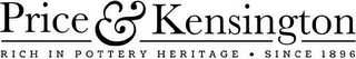 PRICE & KENSINGTON RICH IN POTTERY HERITAGE SINCE 1896 logo