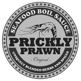 PRICKLY PRAWN SEAFOOD BOIL SAUCE ~ ORIGINAL ~ UNIQUELY BLENDED HERBS AND SPICES logo