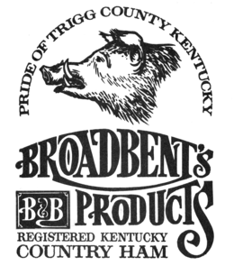 PRIDE OF TRIGG COUNTY KENTUCKY BROADBENT'S B&B PRODUCTS REGISTERED KENTUCKY COUNTRY HAM logo
