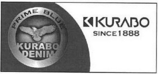 PRIME BLUE KURABO DENIM K KURABO SINCE 1888 logo