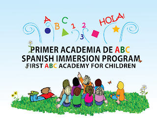 PRIMER ACADEMIA DE ABC SPANISH IMMERSION PROGRAM FIRST ABC ACADEMY FOR CHILDREN ABC 123 HOLA! logo