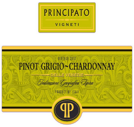 PRINCIPATO VIGNETI VINTAGE 2012 PINOT GRIGIO CHARDONNAY DELLE VENEZIE INDICAZIONE GEOGRAFICA TIPICA PRODUCT OF ITALY logo