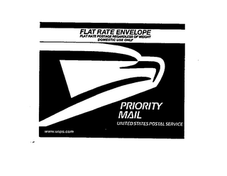 PRIORITY MAIL UNITED STATES POSTAL SERVICES FLAT RATE ENVELOPE FLATE RATE POSTAGE REGARDLESS OF WEIGHT DEOMESTIC USE ONLY WWW.USPS.COM logo