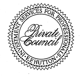 PRIVATE COUNCIL E.F. HUTTON INVESTMENT SERVICES FOR PROFESSIONALS logo