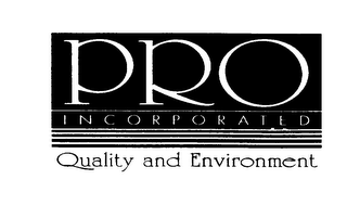 PRO INCORPORATED QUALITY AND ENVIRONMENT logo