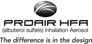 PROAIR HFA (ALBUTEROL SULFATE) INHALATION AEROSOL THE DIFFERENCE IS IN THE DESIGN logo