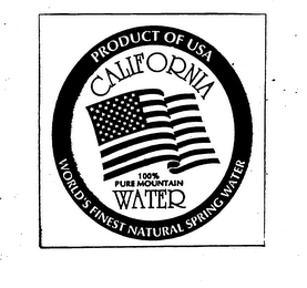 PRODUCT OF USA 100% PURE MOUNTAIN WATER WORLDS FINEST SPRING WATER logo