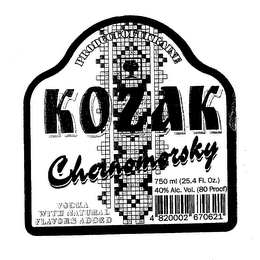 PRODUCT UKRAINE KOZAK CHERNOINORSKY VODKA WITH NATURAL FLAVORS ADDED 750ML (25.4 FL, OZ.) 40% ALC. VOL. (80 PROOF) 4 820002 670621 logo
