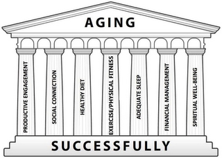 PRODUCTIVE ENGAGEMENT SOCIAL CONNECTIONHEALTHY DIET EXERCISE/PHYSICAL FITNESS ADEQUATE SLEEP FINANCIAL MANAGEMENT SPIRITUAL WELL-BEING logo