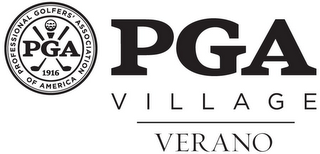 PROFESSIONAL GOLFERS' ASSOCIATION OF AMERICA PGA 1916 PGA VILLAGE VERANO logo