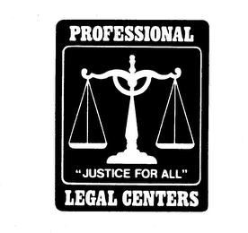 PROFESSIONAL LEGAL CENTERS "JUSTICE FOR ALL" logo