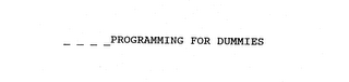 PROGRAMMING FOR DUMMIES logo