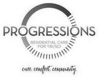 PROGRESSIONS RESIDENTIAL CARE FOR TBI/SCI CARE. COMFORT. COMMUNITY. logo