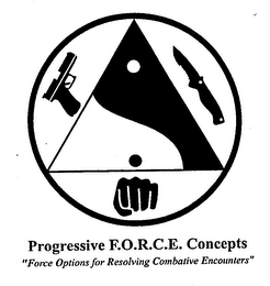 PROGRESSIVE F.O.R.C.E. CONCEPTS "FORCE OPTIONS FOR RESOLVING COMBATIVE ENCOUNTERS" logo