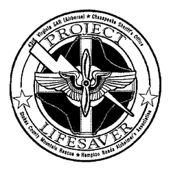 PROJECT LIFESAVER 43RD VIRGINIA SAR (AIRBORNE) CHESAPEAKE SHERIFF'S OFFICE STOKES COUNTY MOUNTAIN RESCUE HAMPTON ROADS ALZHEIMER'S ASSOCIATION logo