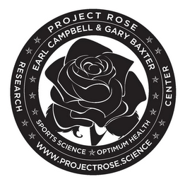 PROJECT ROSE EARL CAMPBELL & GARY BAXTER SPORTS SCIENCE OPTIMUM HEALTH RESEARCH CENTER WWW.PROJECTROSE.SCIENCE logo