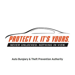PROTECT IT. IT'S YOURS. NEVER UNLOCKED. NOTHING IN VIEW. AUTO BURGLARY & THEFT PREVENTION AUTHORITY logo
