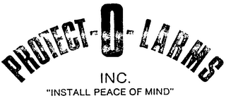 PROTECT-O-LARMS INC. "INSTALL PEACE OF MIND" logo