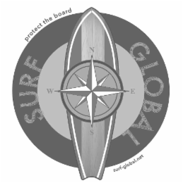PROTECT THE BOARD N S E W SURF GLOBAL SURF-GLOBAL NET logo