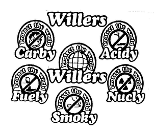 PROTECT THE WORLD WILLERS CARBY ACIDY FUELY NUCLY SMOKY logo