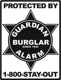 PROTECTED BY GUARDIAN BURGLAR ALARM SINCE 1930 1-800-STAY OUT logo