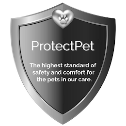 PROTECTPET THE HIGHEST STANDARD OF SAFETY AND COMFORT FOR THE PETS IN OUR CARE. logo