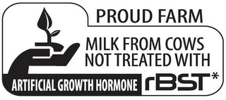 PROUD FARM MILK FROM COWS NOT TREATED WITH ARTIFICIAL GROWTH HORMONE RBST* logo