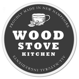 PROUDLY MADE IN NEW HAMPSHIRE WOOD STOVE KITCHEN ALL-NATURAL INGREDIENTS logo