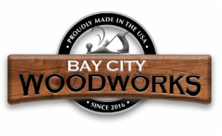 · PROUDLY MADE IN THE USA · BAY CITY WOODWORKS · SINCE 2016 · logo