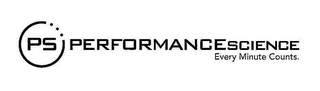 PS PERFORMANCESCIENCE EVERY MINUTE COUNTS. logo