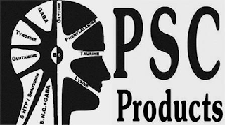 PSC PRODUCTS GLYCINE GABA TYROSINE GLUTAMINE 5HTP / SEROTONIN S.B.N.C. + GABA LYSINE TAURINE PHENYLALANI logo