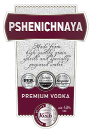 PSHENICHNAYA MADE FROM HIGH QUALITY GRAIN SPIRITS AND SPECIALLY PREPARED WATER THE ORIGINAL BRAND GUARANTEED SPECIAL OFFER THE BEST QUALITY SILVER FILTRATION QUALITY HIGH QUALITY ORIGINAL 100% GUARANTEED PREMIUM VODKA ALC 40% VOL PREMIUM QUALITY SPIRIT LUX KOCH 1872 logo
