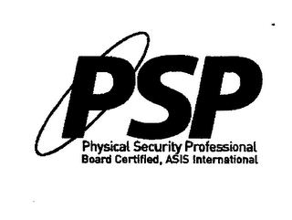 PSP PHYSICAL SECURITY PROFESSIONAL BOARD CERTIFIED, ASIS INTERNATIONAL logo