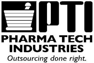 PTI PHARMA TECH INDUSTRIES OUTSOURCING DONE RIGHT. logo