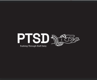 PTSD PUSHING THROUGH STUFF DAILY logo