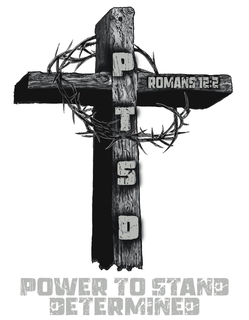 PTSD ROMANS 12:2 POWER TO STAND DETERMINED logo