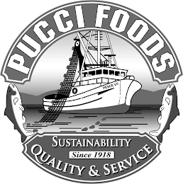 PUCCI FOODS PESCE VII SUSTAINABILITY QUALITY & SERVICE SINCE 1918 logo
