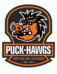 PUCK-HAWGS FORT COLLINS, COLORADO EST. 1997 logo