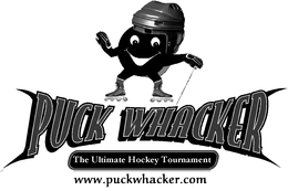 PUCK WHACKER THE ULTIMATE HOCKEY TOURNAMENT WWW.PUCKWHACKER.COM logo